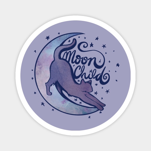 MoonChild Cat Moon Magnet by bubbsnugg